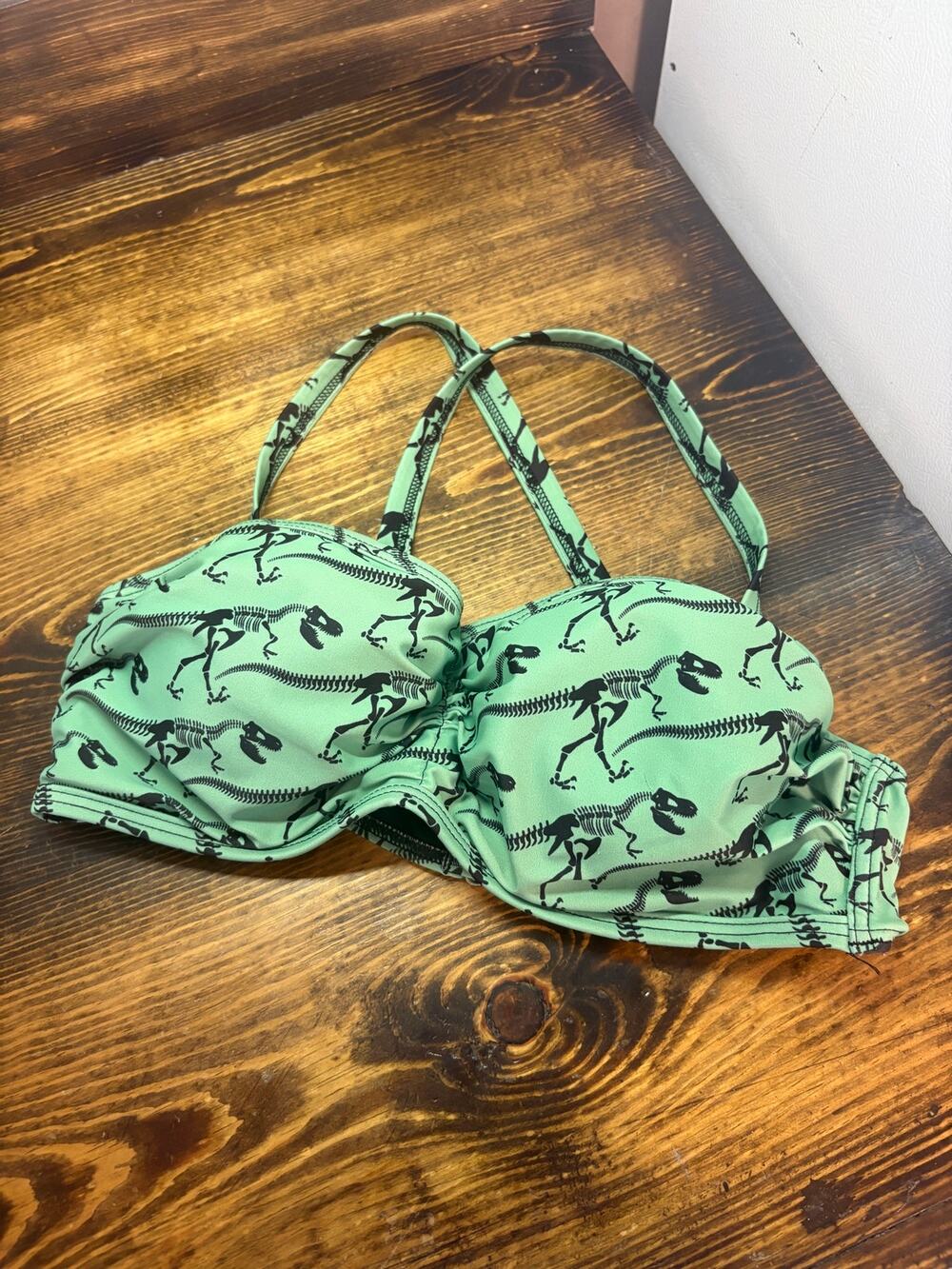ModCloth green Dino bikini top size large